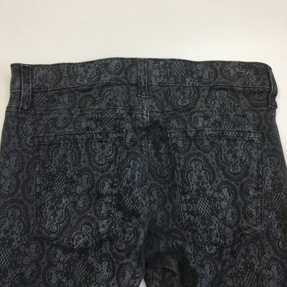 CURRENT ELLIOTT 5 Pocket Logo Hardware Black Antique Lace The Ankle Skinny Jeans - Picture 9 of 12